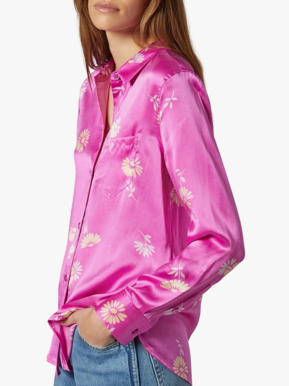 NEW Equipment Pink 100% Silk Leema Floral Button Down Silk Blouse - Picture 4 of 13
